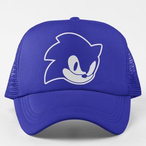 NEW Sonic Hedgehog Face Head Foam Trucker Mesh Snapback Hat ROYAL